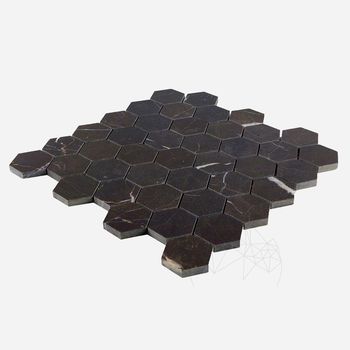 купить Мозаичный мрамор Nero Marquina Hexagon Полированный 2,5 x 2,5 см в Кишинёве 
