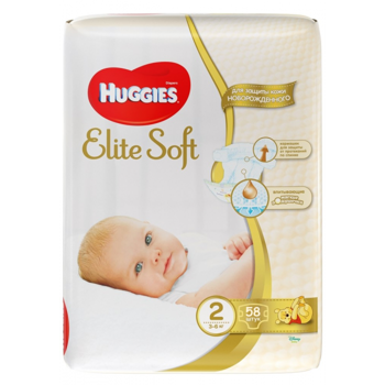 Подгузники Huggies Elite soft 2 (3-6 кг) 58 шт 