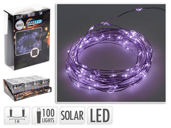 Ghirlanda cu panou solar 100 LED, 5m, alb rece 