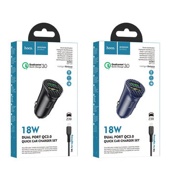 Hoco Z39 Farsighted dual port QC3.0 set(Lightning) Car charger 
