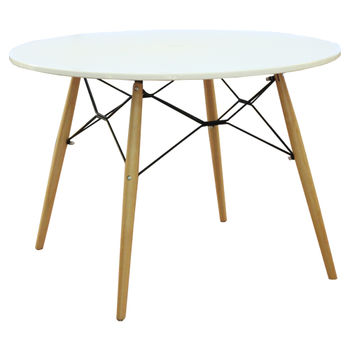 купить Пластиковый стол с деревяннами ножками и со стальной опорой, 1000x1000x710 мм, белый в Кишинёве 