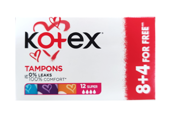 Tampoane igienice Kotex Super (8+4 Gratis) buc. 