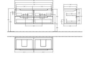 Mobilier suspendat cu 2 sertare, 1300 mm,  Subway 2.0 