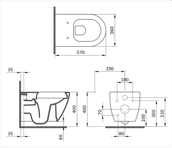 Vas veceu suspendat BOCCHI Venezia Rimless WC cu capac soft close 