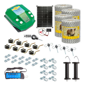 Полный комплект Электропастухa 4000 м, 7,2 Дж, с солнечной системой для диких животных 