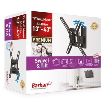 Wall Mount Barkan ''2200'' Black 13" - 39" Swivel, max.30kg, VESA mm: up to 200x200mm 