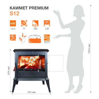 Soba din fontă KAWMET Premium ATHENA S12 EKO 12,3 kW 