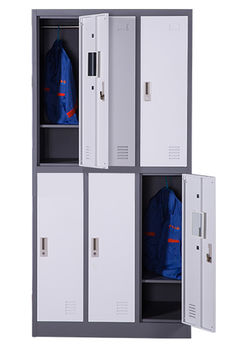 купить Металлический шкаф с 6 дверьми, белый-серый 900x450x2000 мм в Кишинёве 