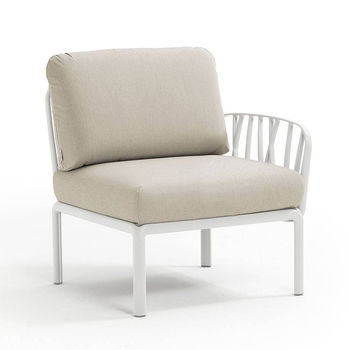Кресло модуль правый / левый с подушками c водоотталкивающей тканью Nardi KOMODO ELEMENTO TERMINALE DX/SX BIANCO-TECH panama 40372.00.131