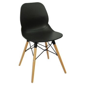 купить Пластиковый стул, деревянные ножки с металлической опорой 495x455x750 мм, черный в Кишинёве 