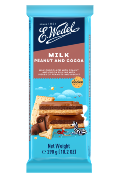 Ciocolată cu lapte Wedel Peanuts and Cacao, 290g 