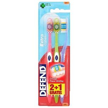 Зубные щетки  DEFEND EXTRA CLEAN мягкая, 3шт. 