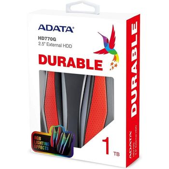 1.0TB (USB3.2) 2.5" ADATA HD770G RGB IP68 Rugged, Water/Shock/Dustproof, Red (AHD770G-1TU32G1-CRD) 