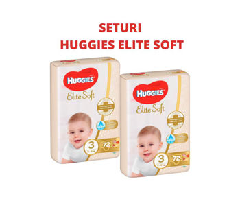 1 Set 2 pachete scutece Huggies Elite Soft Mega  3  (5-9 kg), 72 buc 