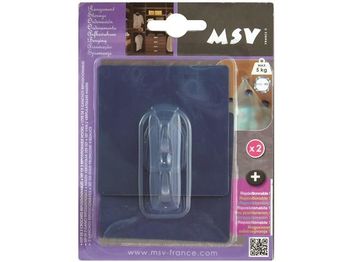 Cârlige autoadezive MSV, 2buc, pătrate, 8X8cm, albastre, din plastic 