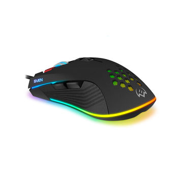 Mouse SVEN RX-G850 RGB Gaming, Optical Mouse, 500-6400 dpi, 7+1 buttons (scroll wheel),  DPI switching modes, USB (mouse/мышь)