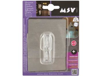 Крючки самоклеющиеся MSV 2шт квадрат 8X8cm, серые, пластик 