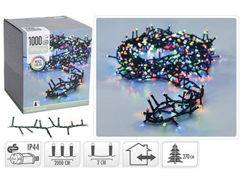 Огни новогодние "Нить" 1000LED 20m, разноцвет, зеленый кабел 