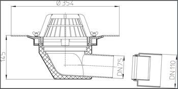 cumpără Gura de scurgere orizontala D. 75/110 Q=10 L/s (D. 75), Q=6 L/s (D.110) HL64  HL în Chișinău 