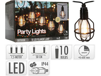 Гирлянда "Party Lights" Progarden 10LED, 7,5 м, D6,7см, с таймер 