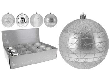 Glob pentru brad 100mm cu ornament argintiu 