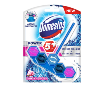 Блок для очищения унитаза Domestos Power 5+ Pink Magnolia Blue, 1 шт x 53 г 