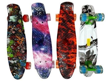 Skateboard 55X14cm, max 100kg, iluminarea rotilor monicolor, plastic 