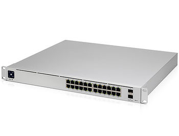 Коммутатор Ubiquiti UnFi Switch 24 (USW-24-POE), 24-Port 802.3at PoE Gigabit Switch with SFP, 2-ports SFP, 16 ports POE+ IEEE 802.3at/af, PoE Output 95W, 1.3" Touchscreen display, Non-Blocking Throughput: 26 Gbps, Switching:52 Gbps, Rackmountable