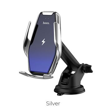 Hoco S14 Surpass (Wireless Charger 15W) [Silver] Suport auto cu încărcător wireless 