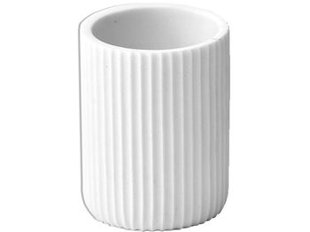 Pahar  pentru periute de dinti Tendance "Vertical Stripes", alb, din ceramică 