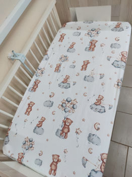 Простынь байковая на резинке в кроватку Pampy Bear+Rabbit 