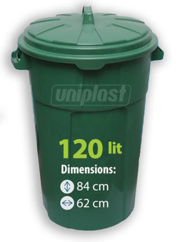 купить Урна мусорная с крышкой - 120 л, пластиковая (зеленая) 47130 в Кишинёве 