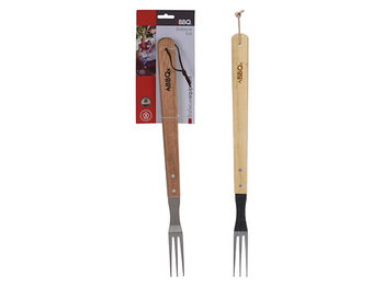 Furculita pentru gratar BBQ 46cm, cu maner din lemn 