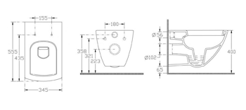 Унитаз подвесной WC PURITA CLEAR RIMLESS с крышкой SLIM soft close 