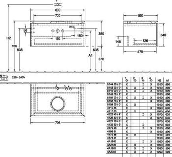 Mobilier suspendat LEGATO, 800 mm, Arizona Oak 