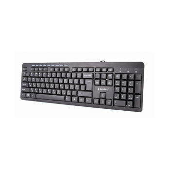 Tastatura Gembird KB-UM-106-RU Multimedia keyboard, Silent, 9 hotkeys, USB, Black, EN/RU