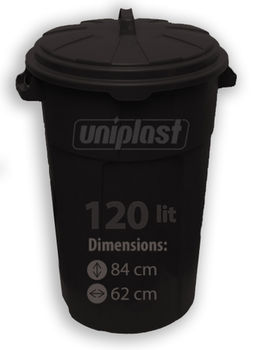 купить Урна мусорная с крышкой- 120 л,  пластик (черный) (47129) в Кишинёве 