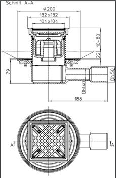 купить Трап внутренний горизонтальный ПП (сухой) D. 40/50 (132 x 132, нерж. реш.) для керам. плитки HL510NPr-3020  HL в Кишинёве 