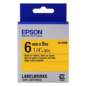 Tape Cartridge EPSON LK2YBP;  6mm/9m Pastel, Black/Yellow, C53S652002 