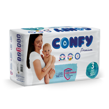 Scutece pentru copii Confy Premium ECO No.3,  MIDI (4-9 kg), 36 buc. 