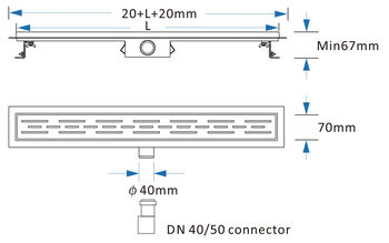 cumpără Rigola de dus lineara set 700 x 70 mm D. 50 x 90° SMOOTH (Otel Inox, neted) FLH40-A2 С15  UNIPLAST în Chișinău 