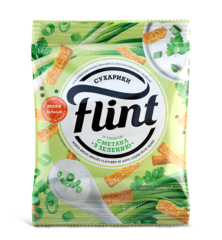 Сухарики Flint 70г со вкусом сметаны с зеленью 