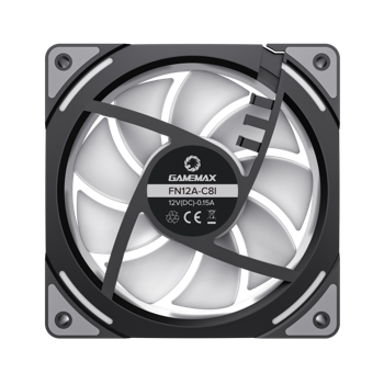 PC Case Fan GAMEMAX FN12A-C8I, 120mm, ARGB, 31.21dB, 44.35 CFM, 800-1600RPM, Hydro Bearing, Black 
