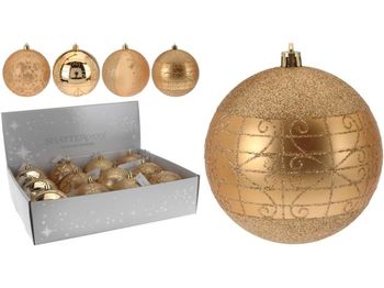 Glob pentru brad 80mm cu ornament auriu 
