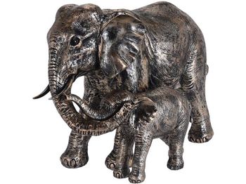 Statuie "Elefant cu elefantel" 35X24cm, ceramica, auriu inchis 