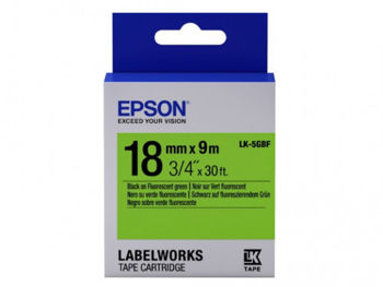Tape Cartridge EPSON LK5GBF; 18mm/9m Fluorescent, Black/Green, C53S655005 
