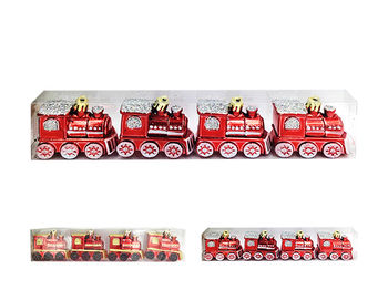 Set decoratiuni pentru brad "Tren" 4buc 6.5X4.5cm 