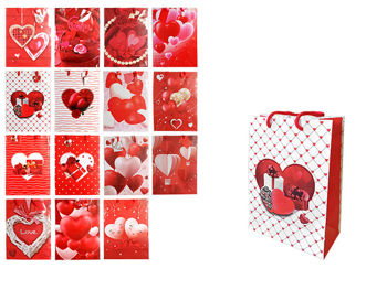 Пакет подарочный "Сердца и розы" 18X8.5XH21.5cm 