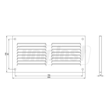 cumpără Grila ventilatie metal dreptunghiulara 200 x 100 mm (cu plasa metalica) (alba) MR2010  EUROPLAST în Chișinău 