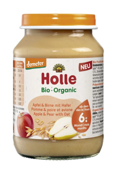 Holle piure de mere, pere cu ovaz (6 luni+) Bio Organic 190g 